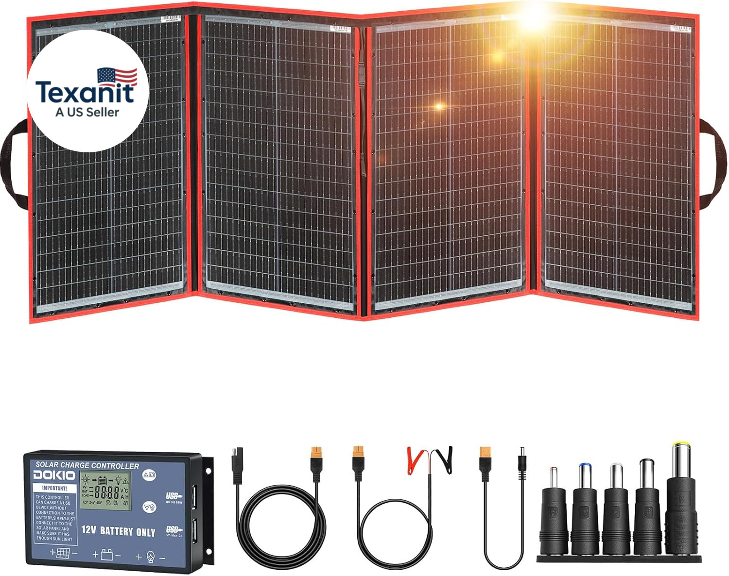 200W Portable Foldable Solar Panel Kit (20X27In, 9.7Lb), with Separate Controlle