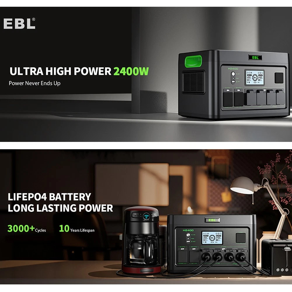 2400W 1843.2Wh Portable Power Station Solar Generator RV LiFePO4 Backup Battery