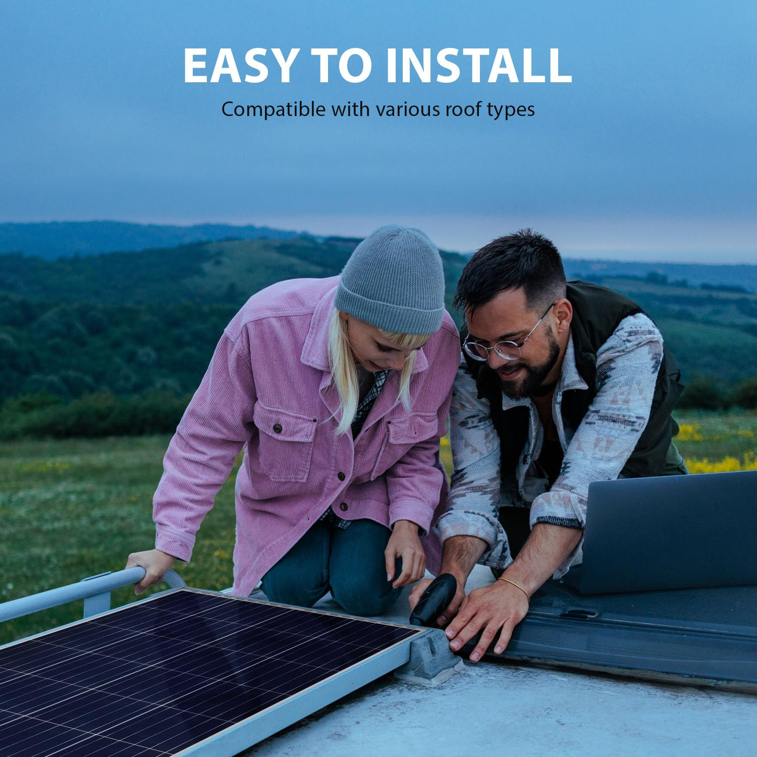200 Watt 12 Volt, High Efficiency Monocrystalline Solar Panel with Solar Connect