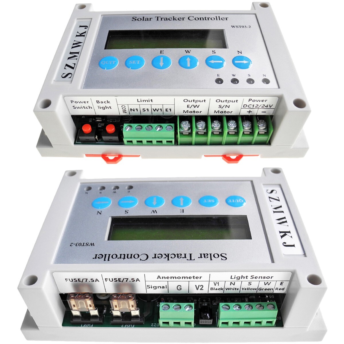 LCD Dual Axis Solar Tracking Kit W/ 2PCS 6000N 16″ Linear Actuator W/ Anemometer