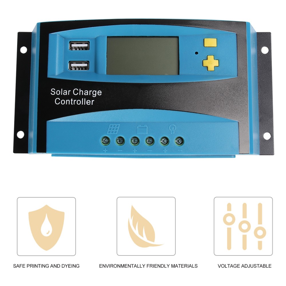 1Pcs Solar Panel Regulating Charge Controller with Dual USB Durable Blue Design