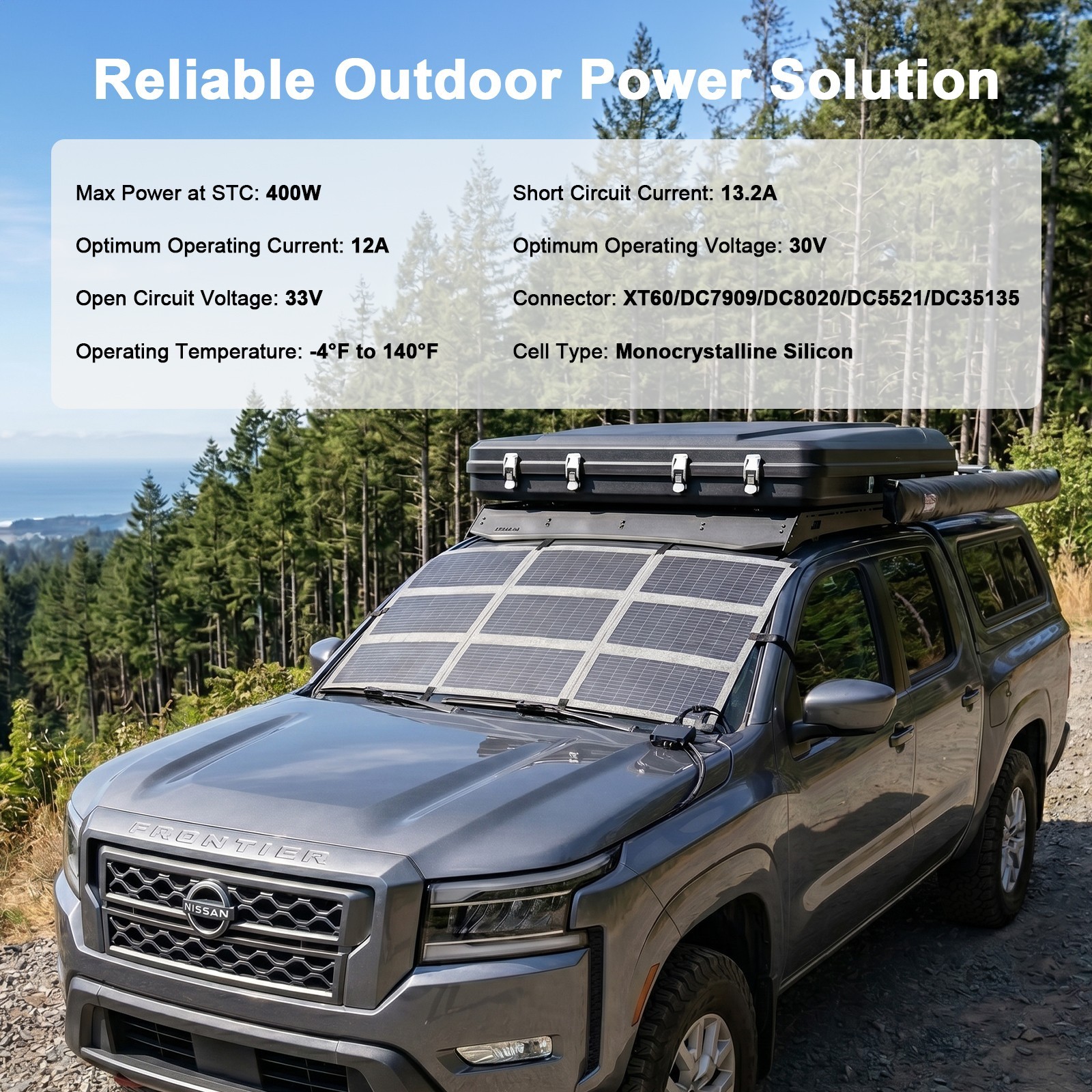 MHPOWOS 100W 200W 400W Outdoor Solar Charger for Power Outage Emergency Backup