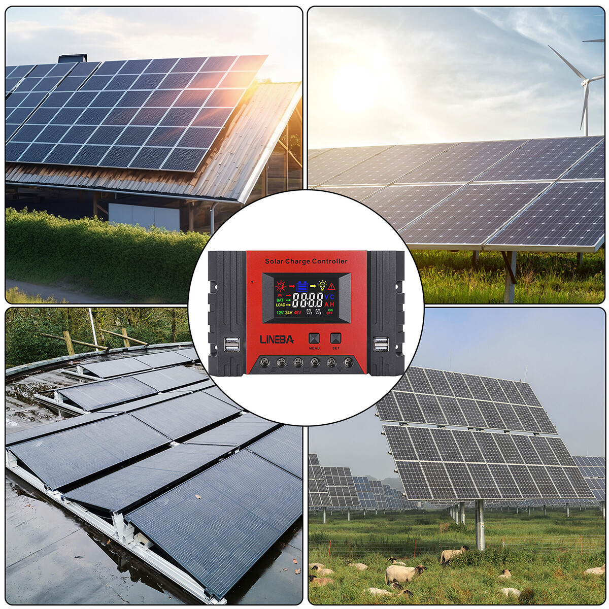 30-100A Solar Panel Regulator Charge Controller 12V/24V/48V Auto Focus Tracking