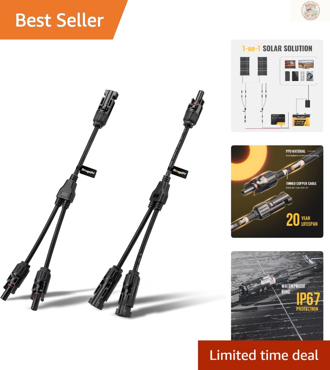 Solar Panel Connector Kit: Y Branch Adapter for Easy Parallel Connections |