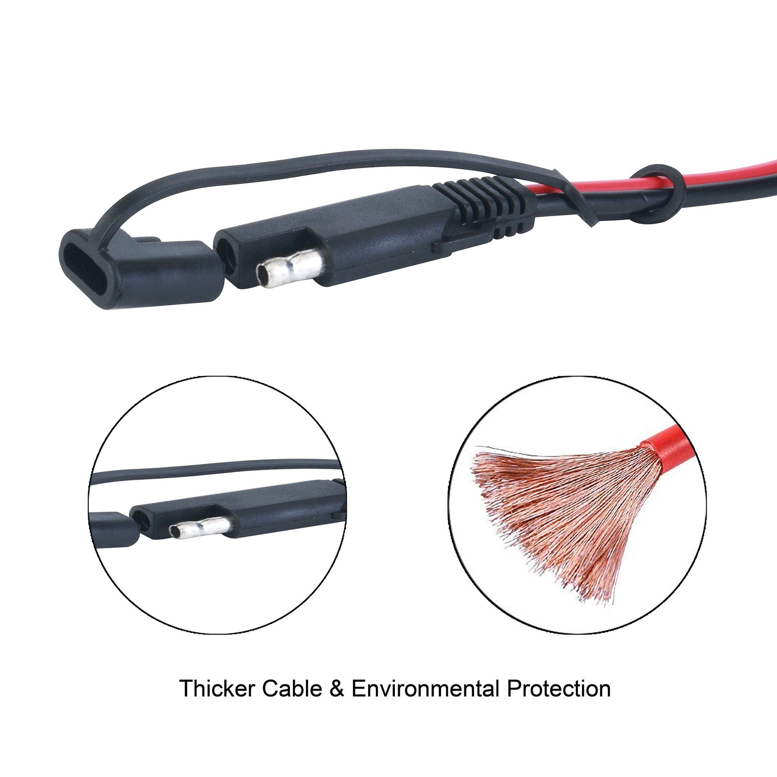 O Ring Terminal SAE Cable – 12V-24V Quick Disconnect Extension Cable 2 Pin DC…