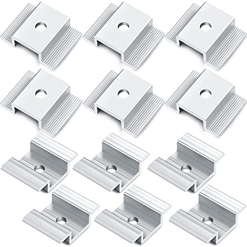 Solar Panel Mid Clamps 1.06 Inch Aluminum Mounting 12 Pack