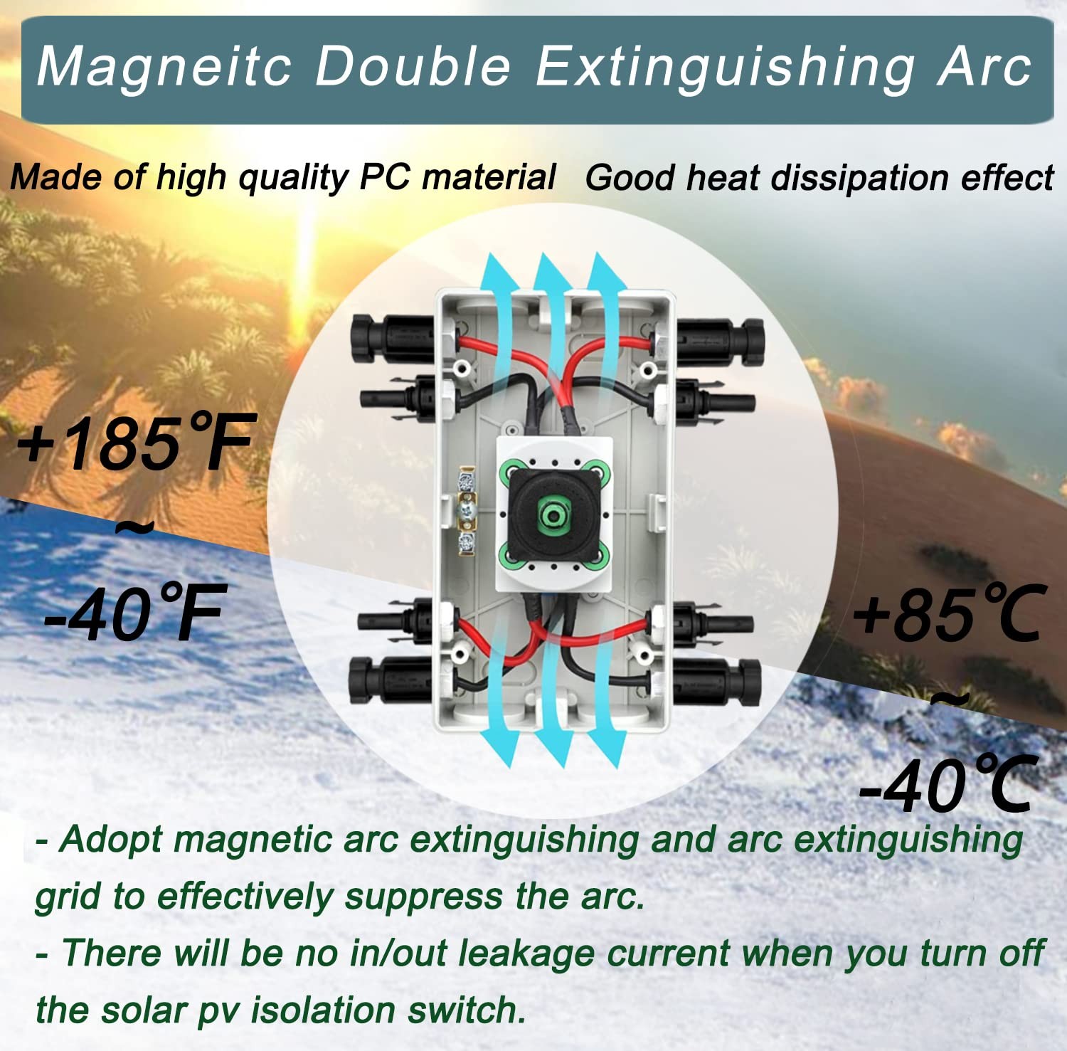 KarlKers IP66 Solar PV DC Quick Disconnect Switch 64 Amp, 1000V Solar Combine…