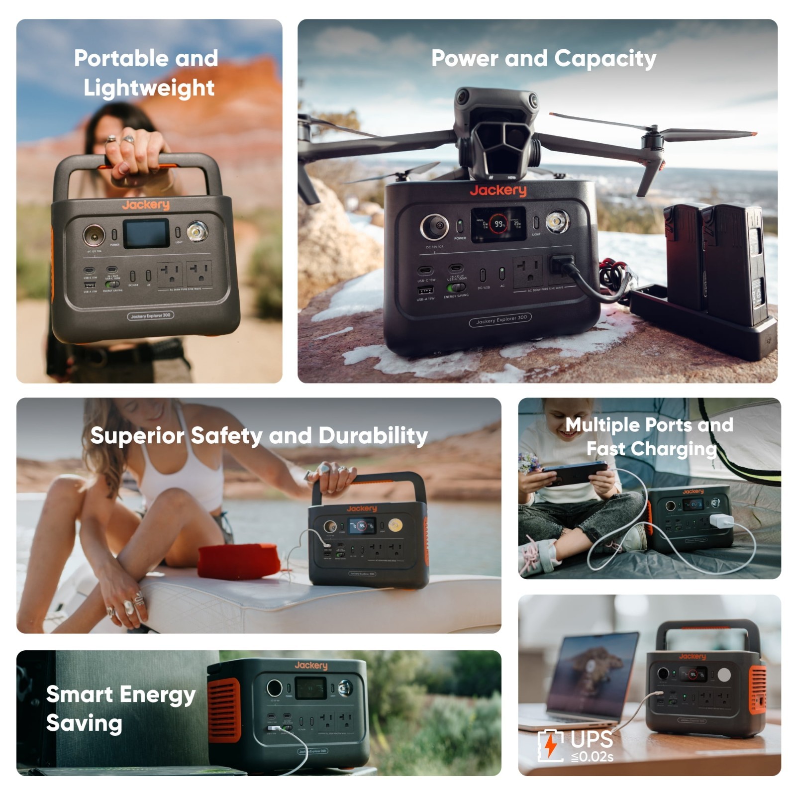 Portable Power Station 300W 288Wh Solar Generator Dual USB-C AC Outlets Battery