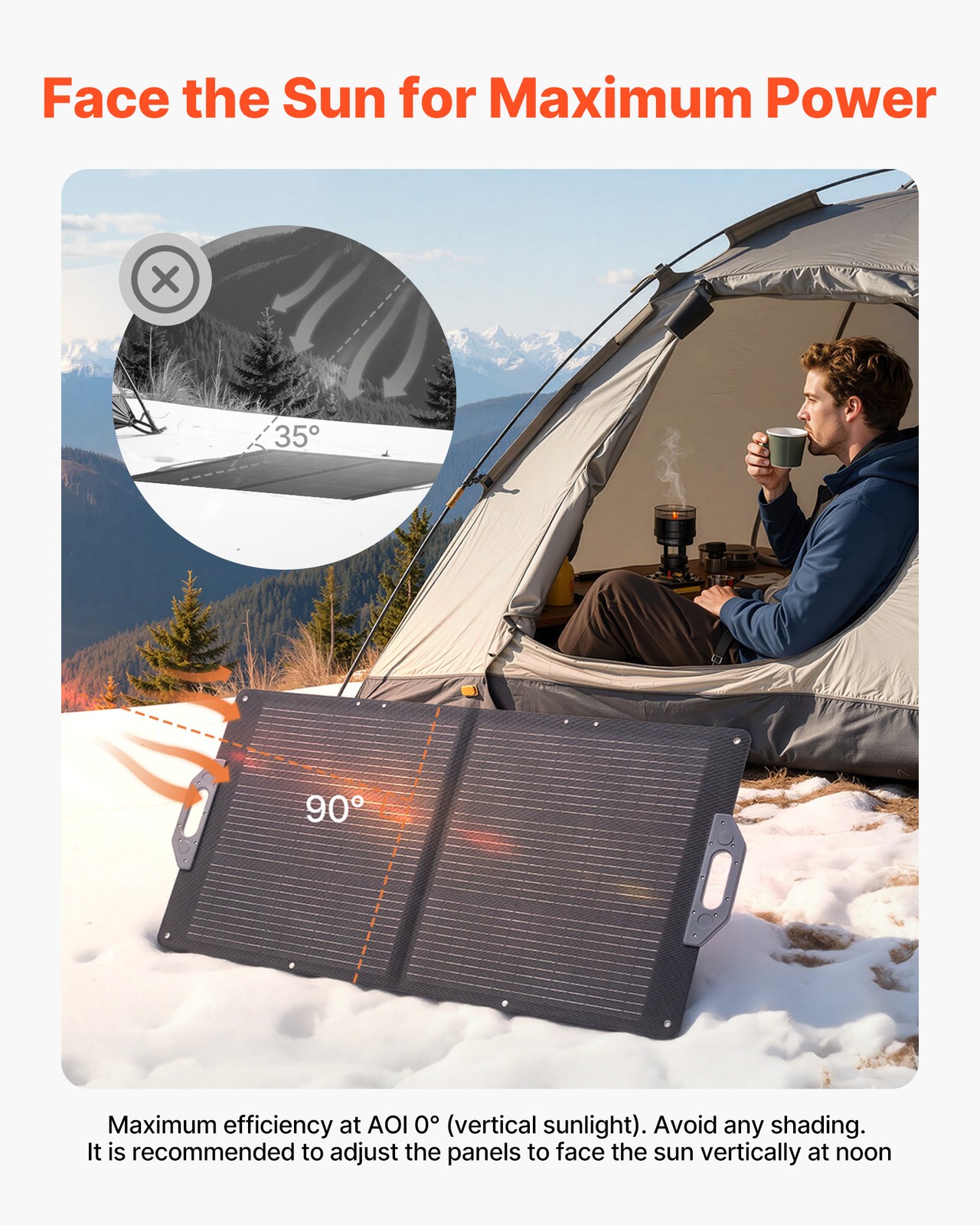 VEVOR 100W Foldable Solar Panel Charger Portable Monocrystalline Solar Panel