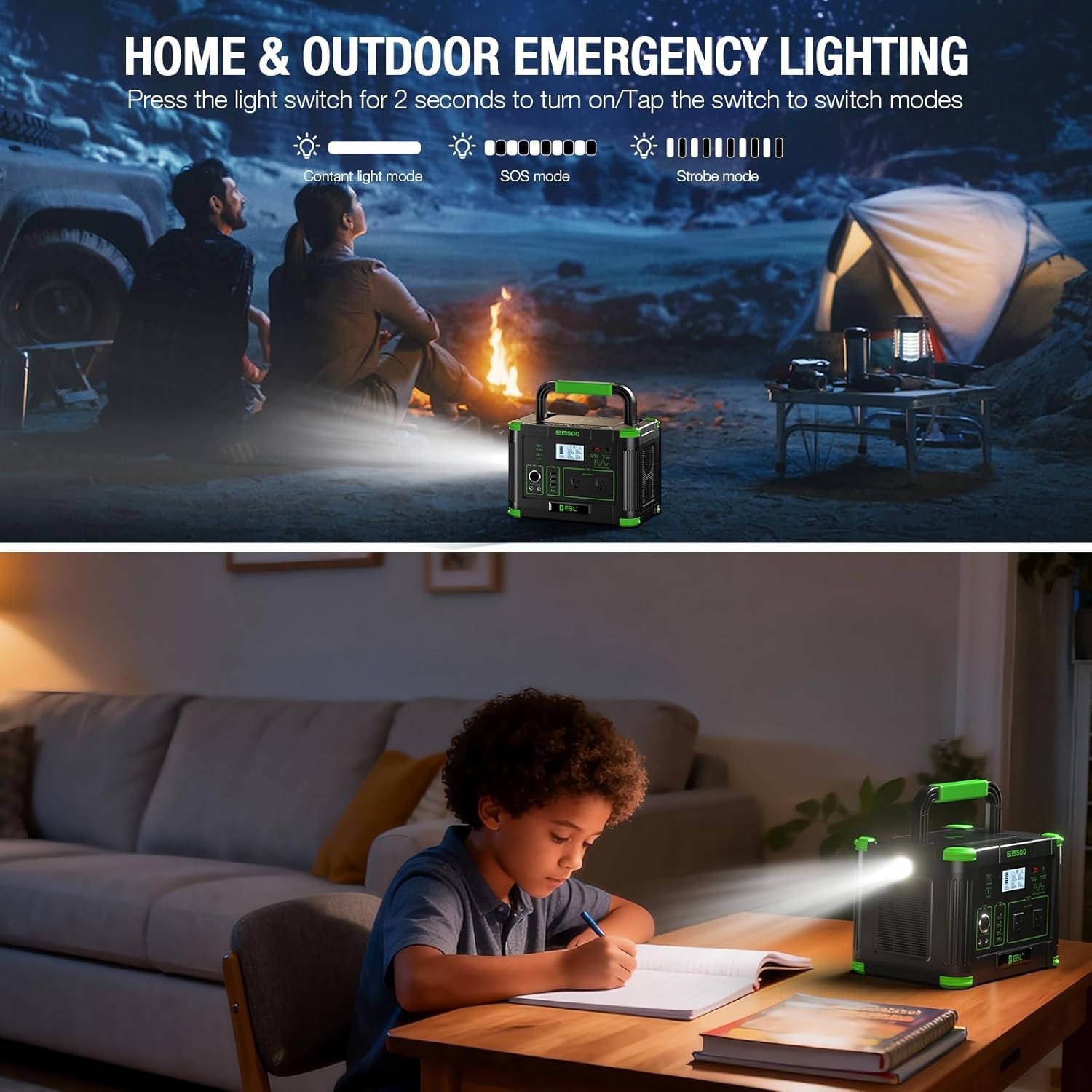 Portable Power Station 500w(Peak 1000W), Camping Solar Powerhouse Outdoor Indoor