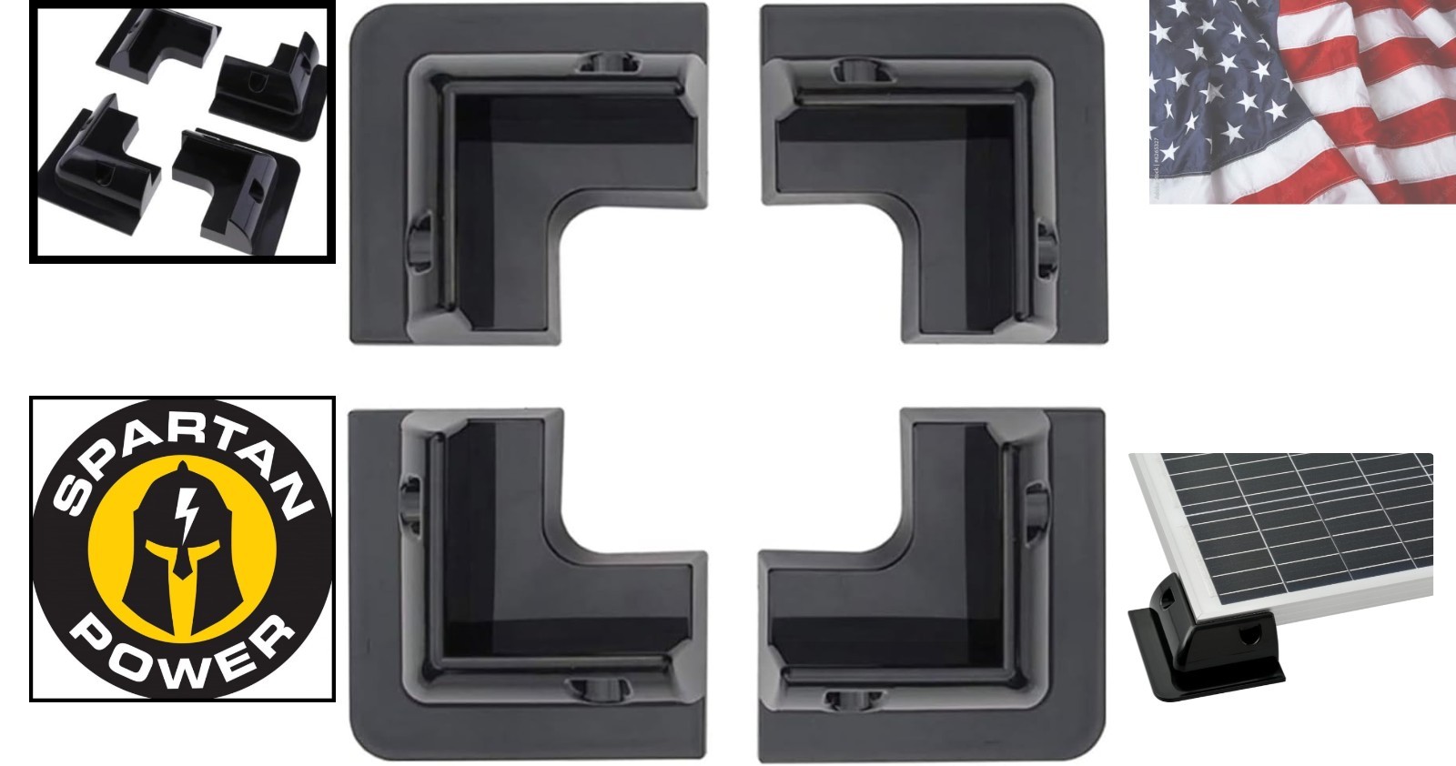 ABS Drill Free Solar Panel Mount 4 Piece Black Great for RV’s, Vans, Trailers…