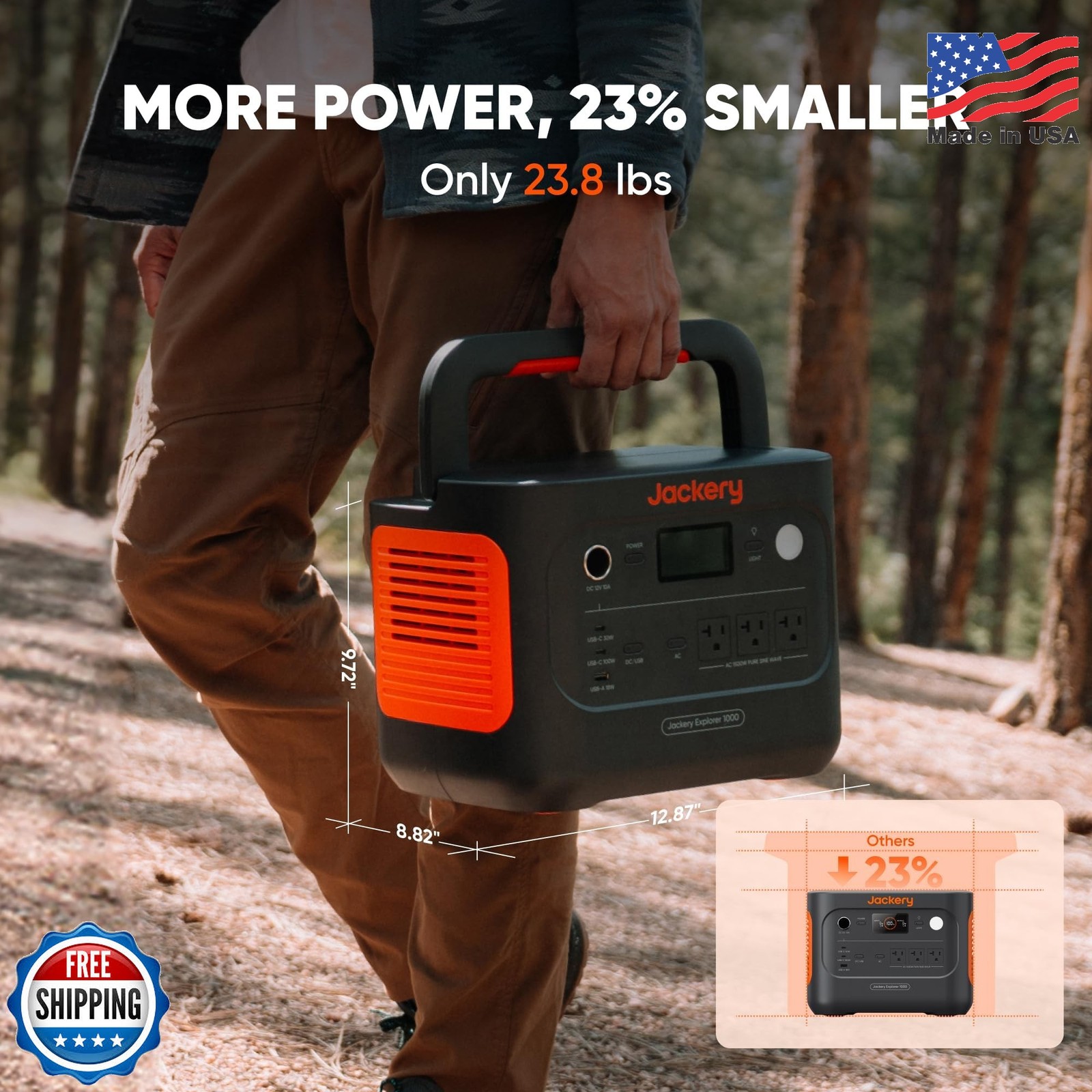 Jackery Explorer 1000 v2 Portable Power Station,1070Wh LiFePO4 Battery,1500W AC/
