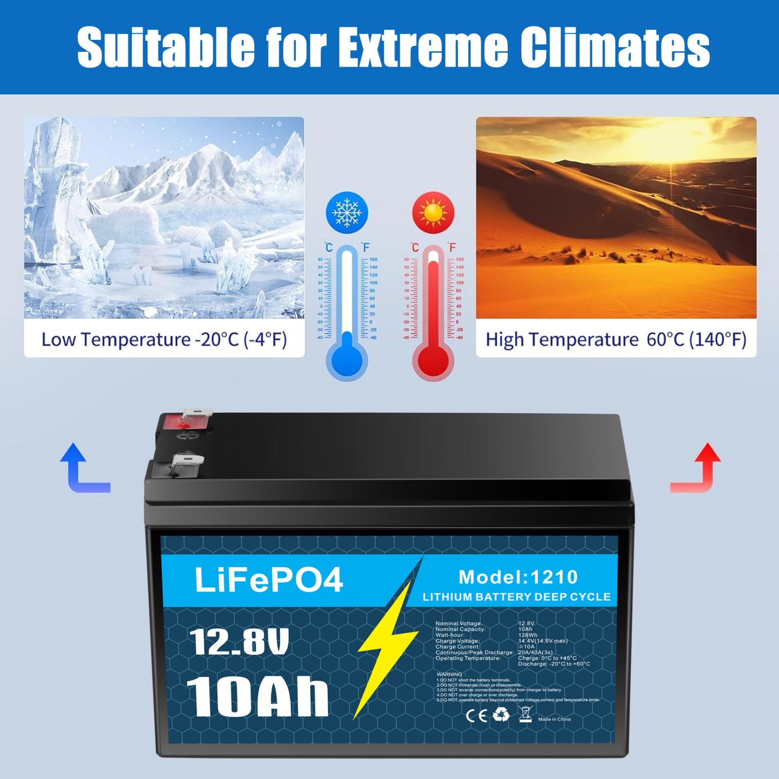 12V 10Ah LiFePO4 Lithium Battery 3000+ Deep Cycle For Fish finder for RV Boat
