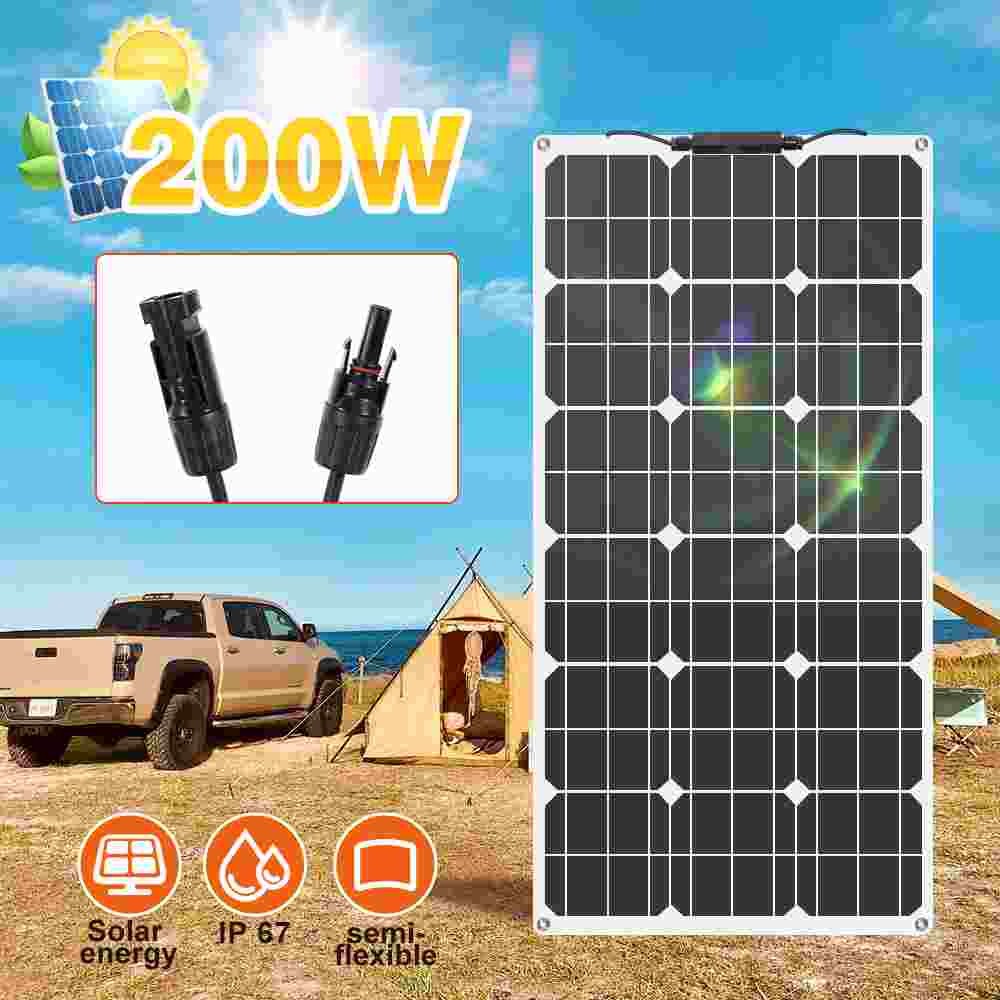 400W Watt Flexible 12V Mono Solar Panel Home RV Rooftop Camping Off-Grid Power