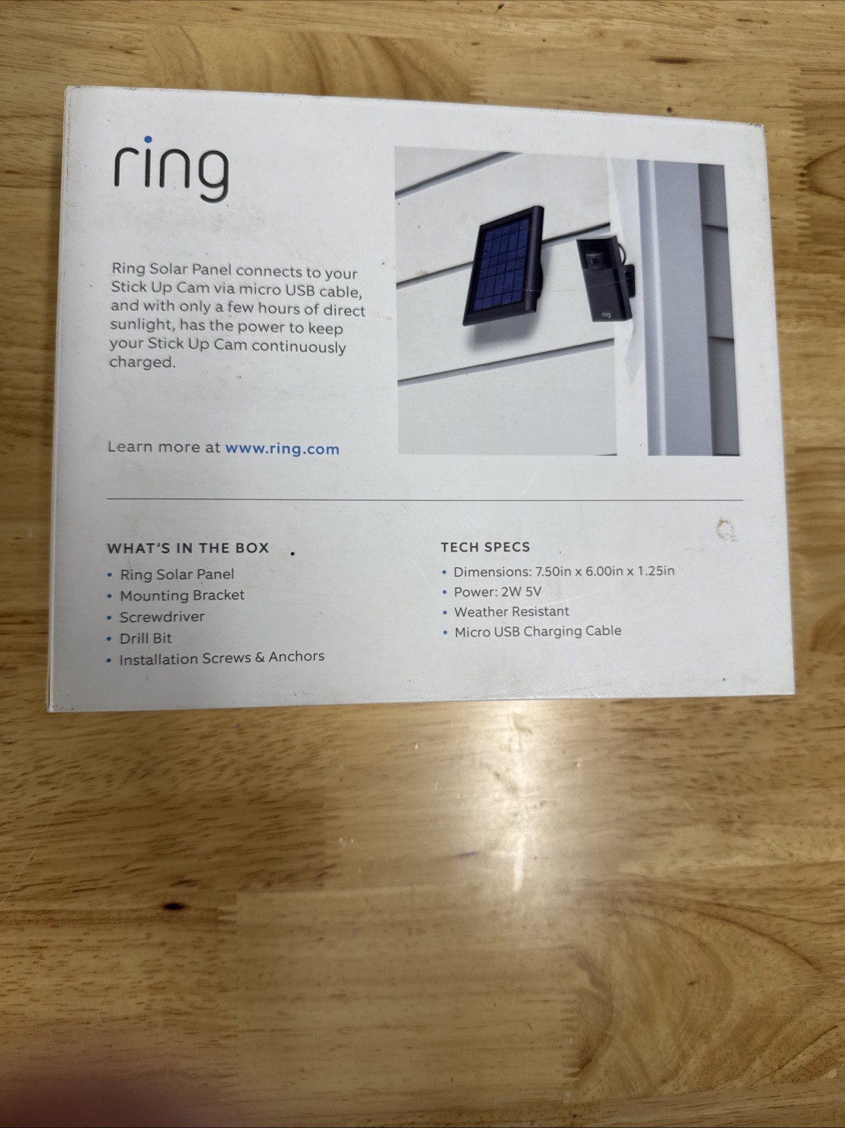RING Solar Panel 2W 5V For Ring STICK UP CAMERA- New