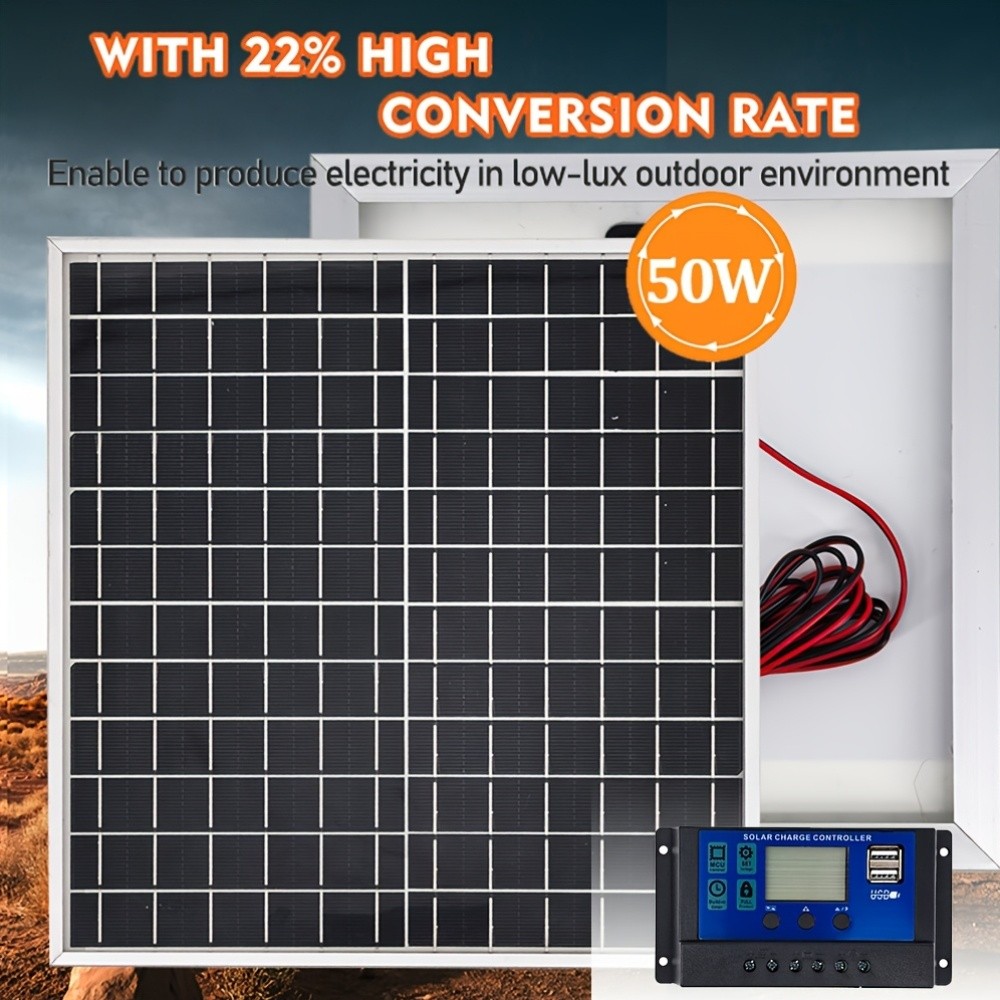 18V USB Solar Panel Kit, 100A Charging Controller for Car Boat RV
