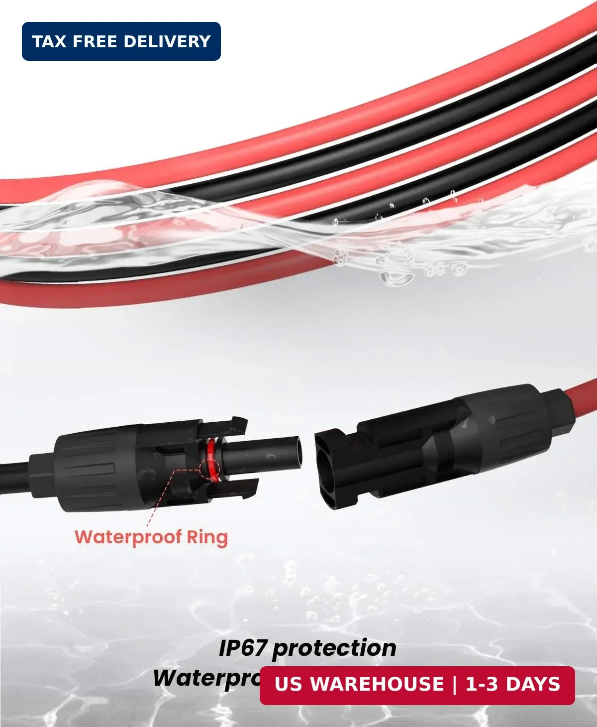 BougeRV 40 Feet 10AWG Solar Extension Cable with Female and Male Connector with