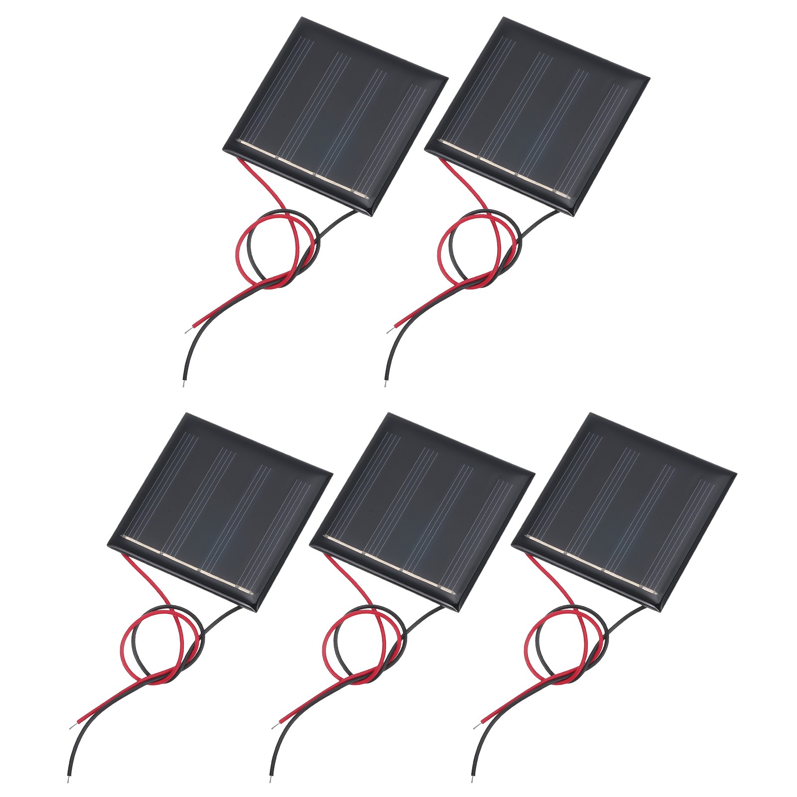 5 Pcs 2V 0.32W 160mA Mini Solar Panels with 2 Cable 50mm x 50mm