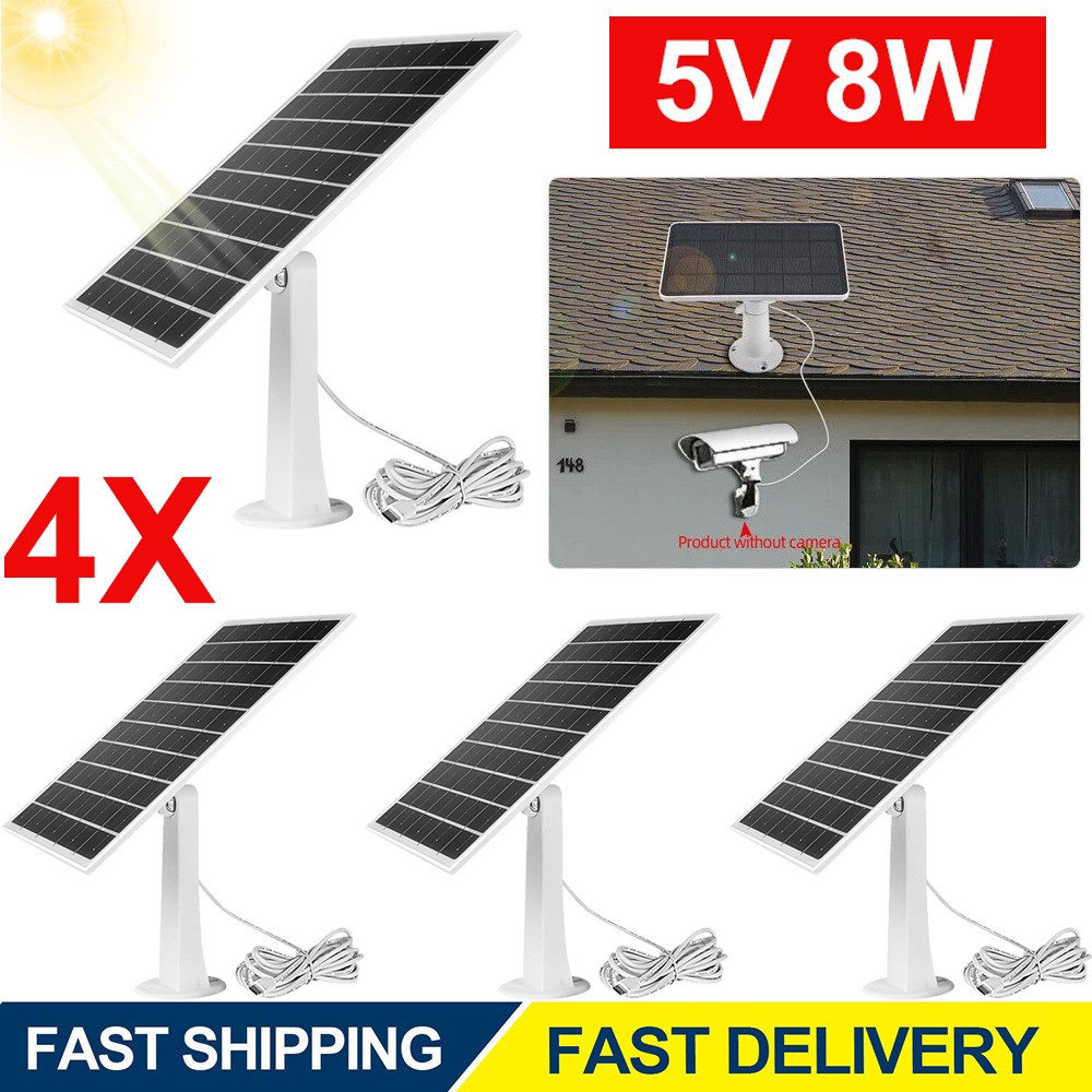 4 Pack Solar Panel for Ring Spotlight Camera/Stick Up Cam Battery Charger 8W 5V