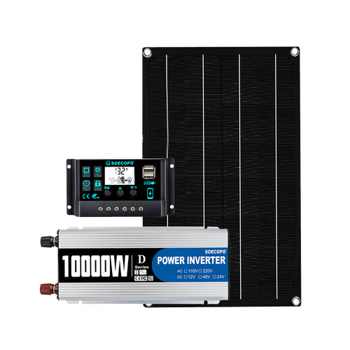 10000W Inverter SolarPanel Kit Solar Power Generator 100A Home 110V Grid System