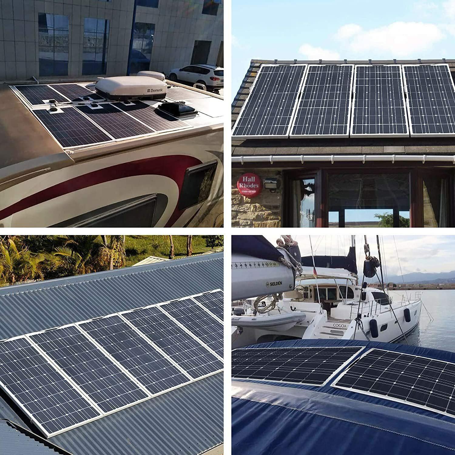 100W Mono Solar Panel 12V Car Battery Charger Rooftop Boat RV Home Off Grid