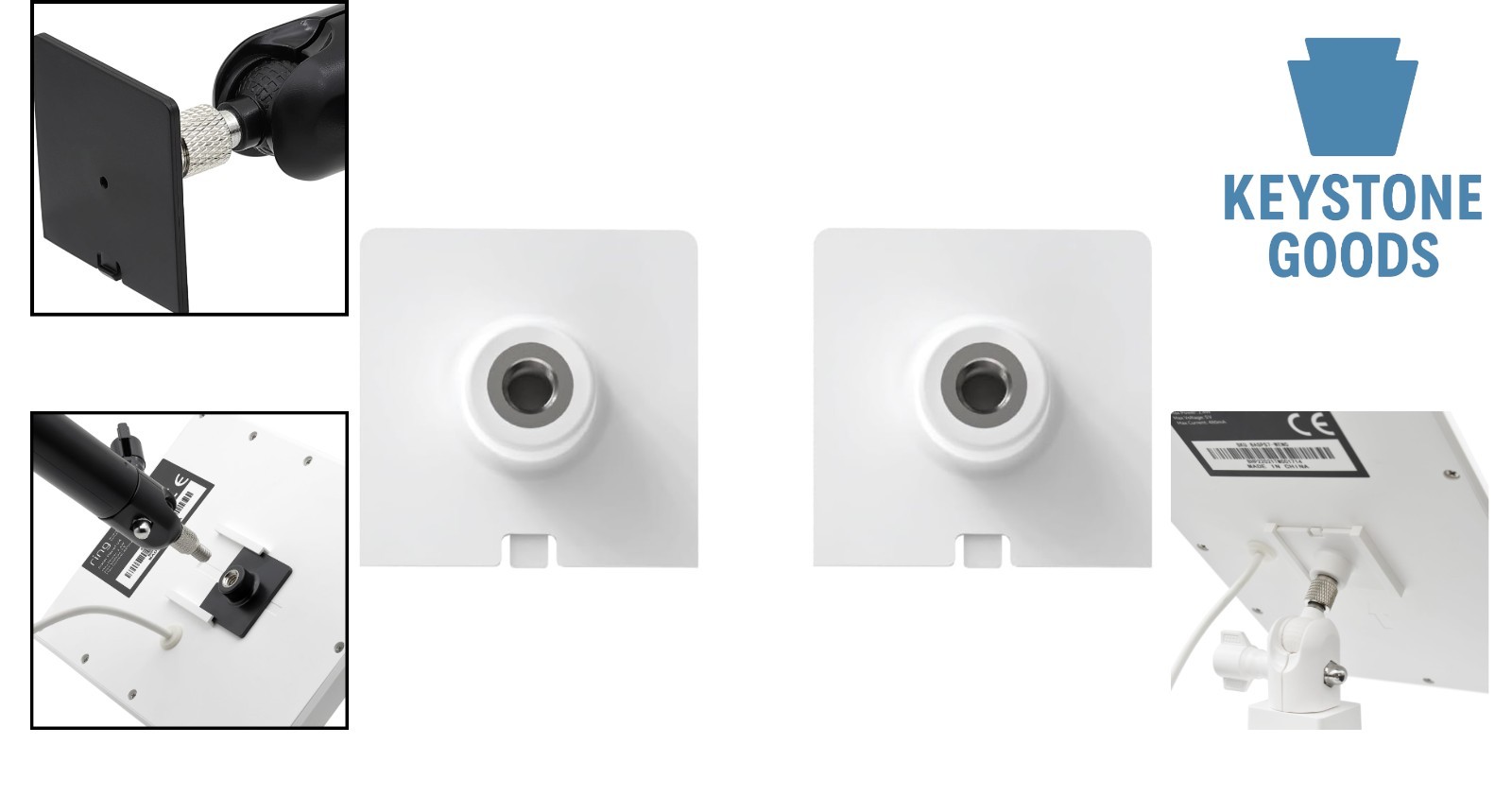 2 Pack White 1/4-Inch Threaded Mount Adapter for Ring Solar Panels