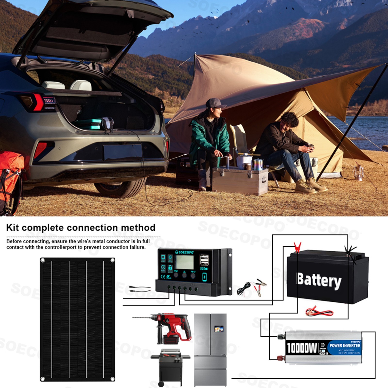 10000W Inverter SolarPanel Kit Solar Power Generator 100A Home 110V Grid System