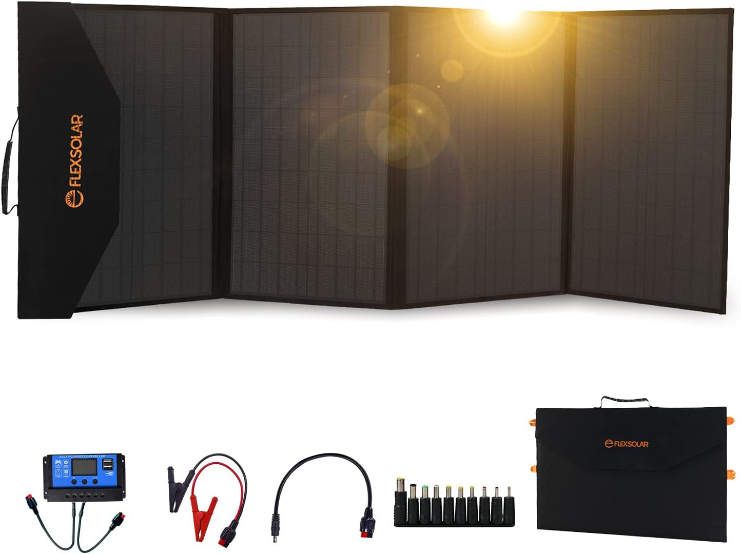 120W Portable Foldable Solar Panel Kit with 20A Charger Controller, 3 USB QC3.0