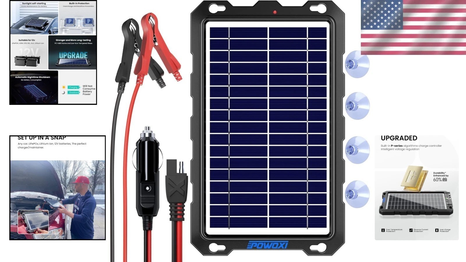 Upgraded 7.5W Solar Panel Charger with Smart Protection – Ideal for All Vehicles
