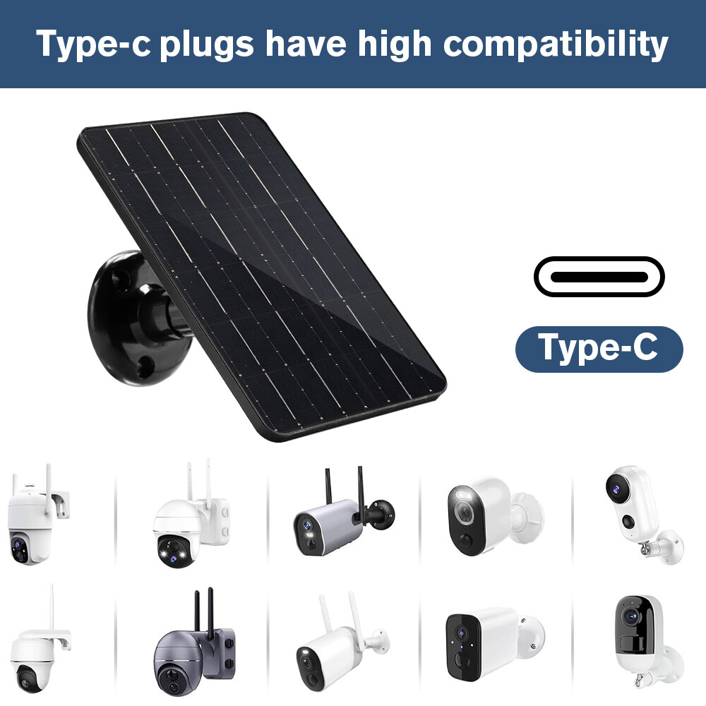 30W Solar Panel For Security Camera Solar Cell Charger USB Type C Waterproof