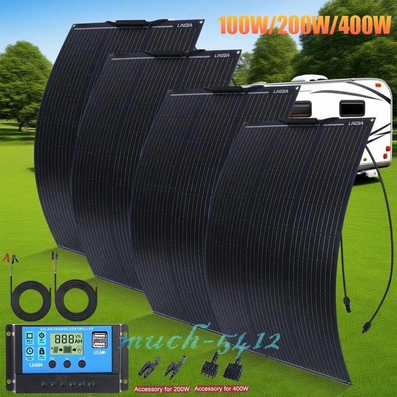 100W 400W Flexible Mono Solar Panel Kit 12V Home RV Camping Battery Power Boat
