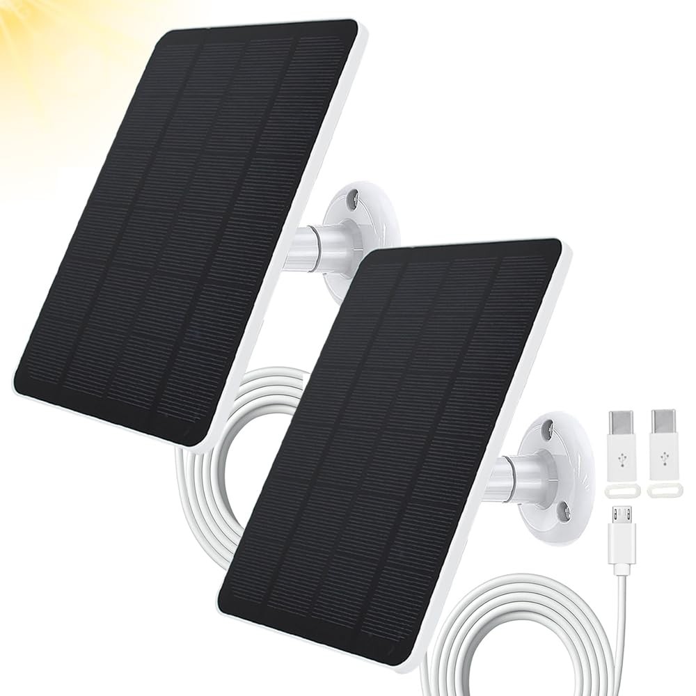 2 Pack Solar Panel with WYZE Battery Cam , EufyCam 2C/2C , 4W 5V Solar Panel …