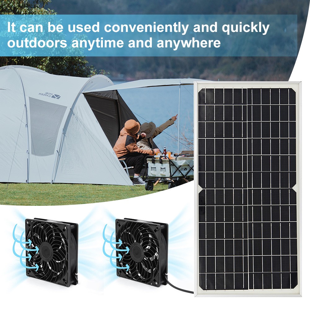 30W Solar Powered Fan/Solar Exhaust Fans for Outside/Solar Chicken Coop Dual Fan