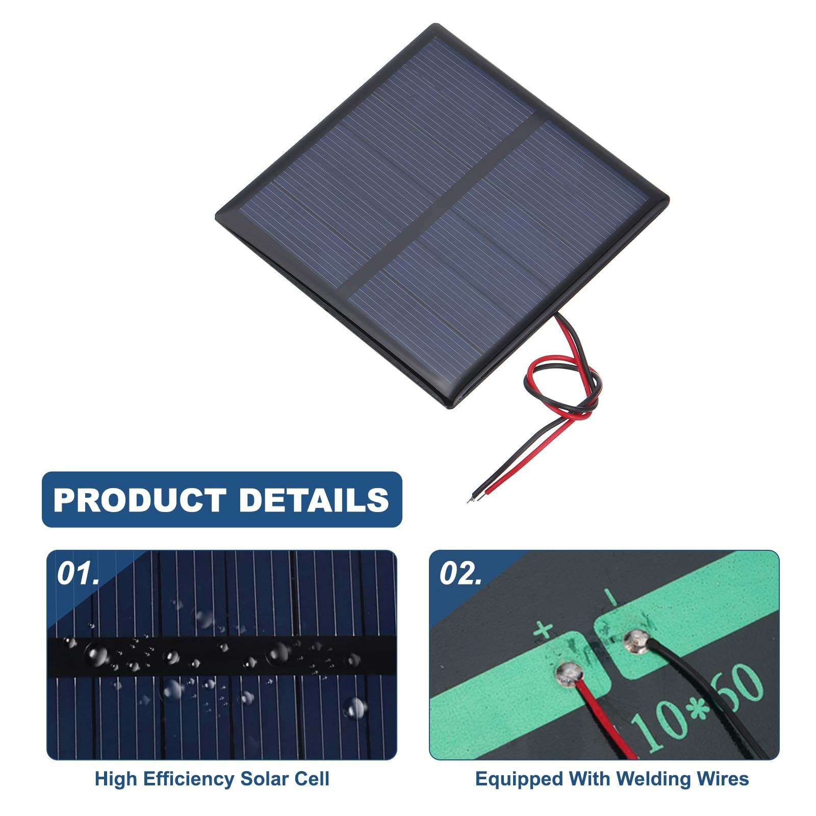 MECCANIXITY 5 Pcs 3V 0.63W 210mA Mini Solar Panels, Small Black
