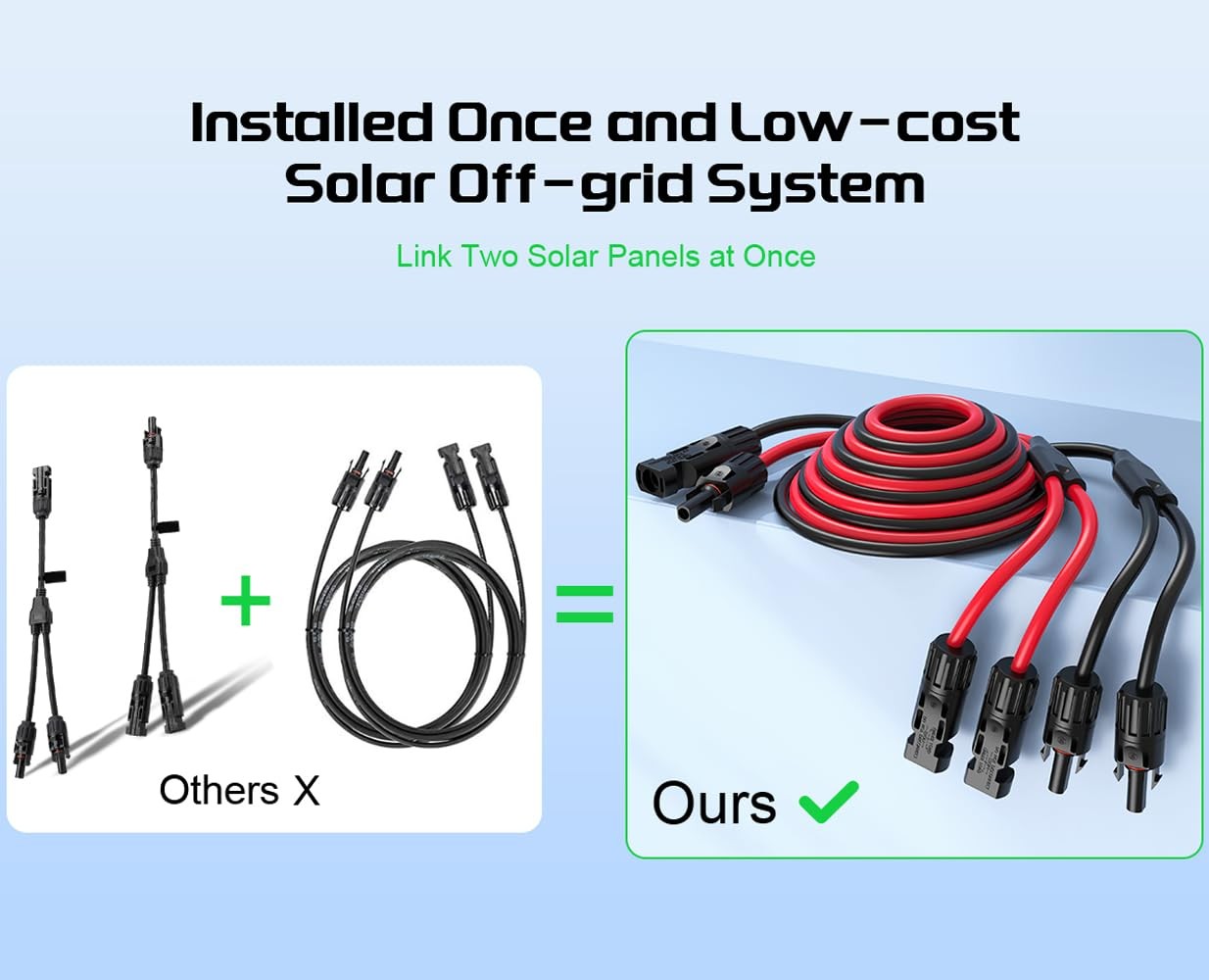 50a Ybranch Solar Connectors 21ft 10awg Extension Cable Solar Cable Parallel Ada