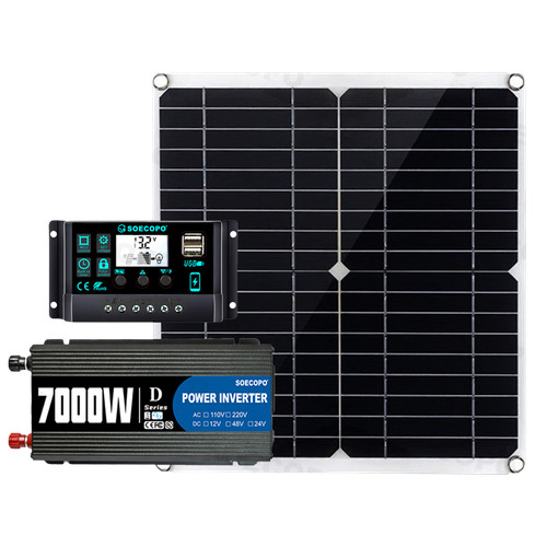7000W Solar System Kit 12V To 110V Off-Grid Inverter System 100A Controller US