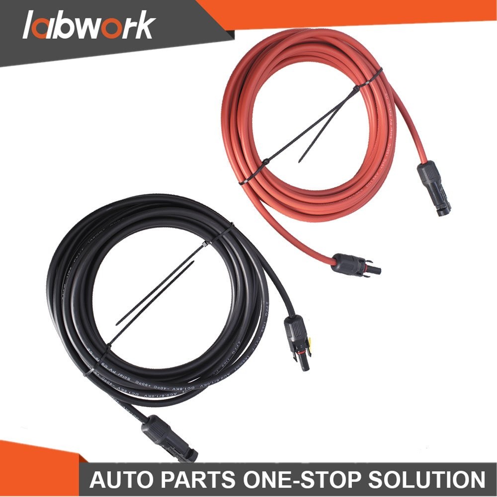 Labwork 1 Pair 10AWG 20FT Black+Red Solar Panel Extension Cable Wire Connector