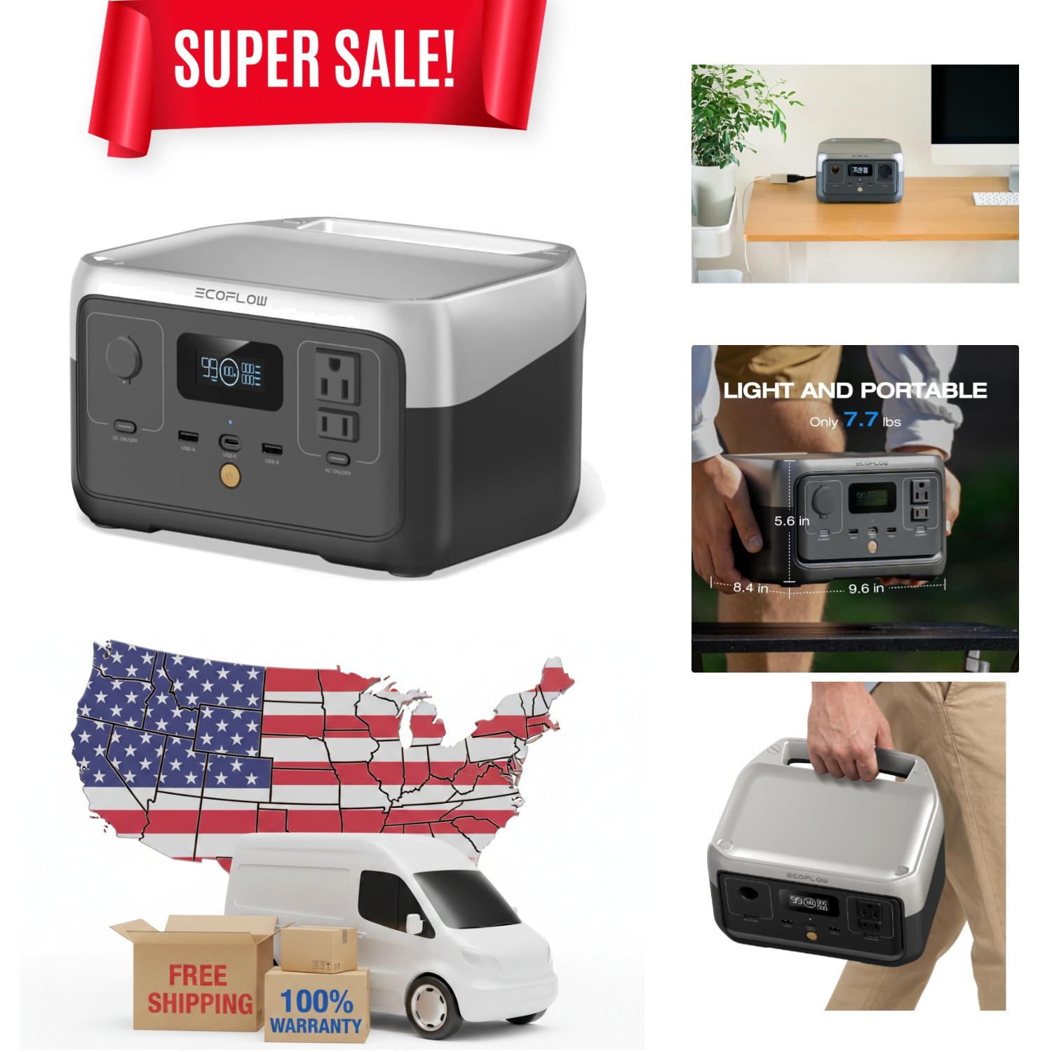 Reliable RIVER 2 Portable Power Station – Eco-Friendly, 600W Output, 3.5 Kg