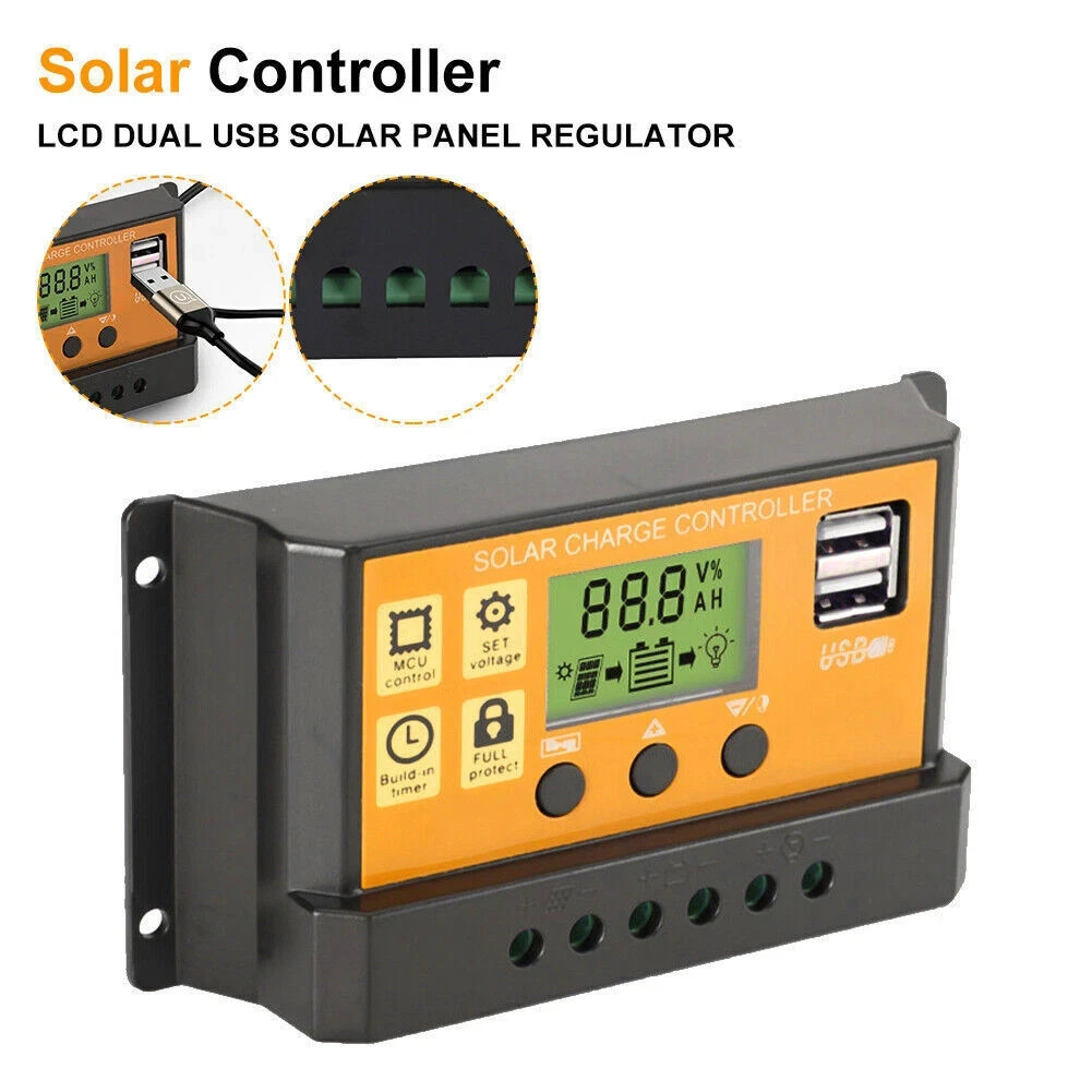 30-100A MPPT Solar Panel Regulator Charge Controller 12V/24V Auto Focus Tracking
