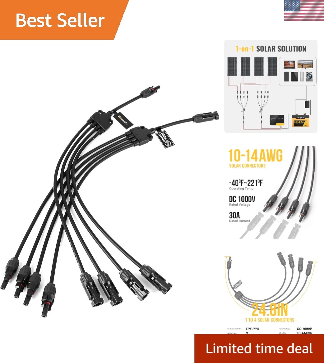 High-Performance Solar Connectors – 1 Pair of M/FFFF & F/MMMM, 18-