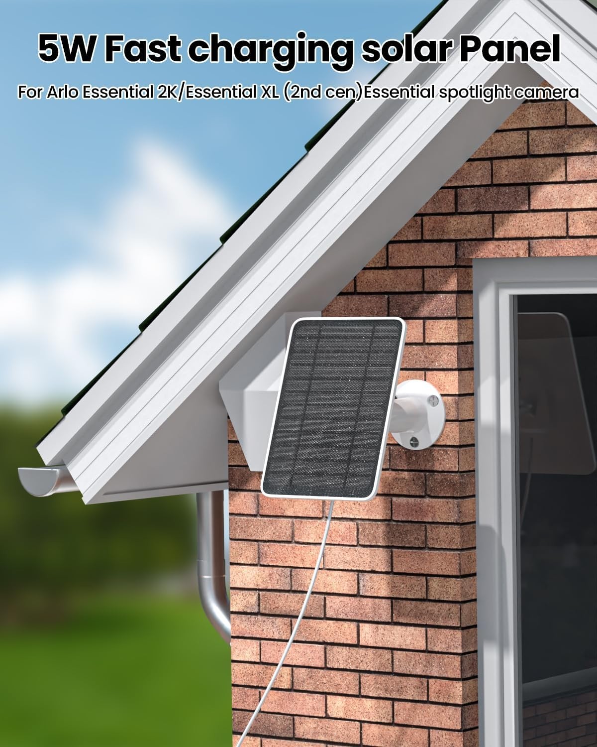1Pack 5W Solar Panel Charger Arlo Essential 2K Outdoor(2nd Gen)/Essential XL