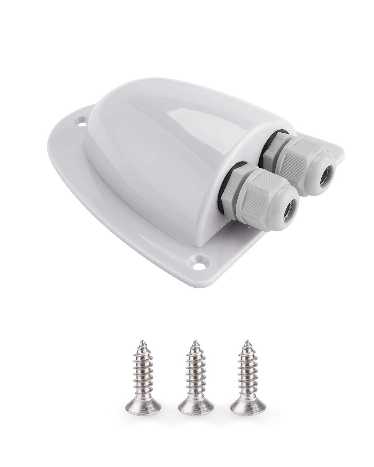 BougeRV White Solar Double Cable Entry Gland Box, RV roof 1 PACK–White