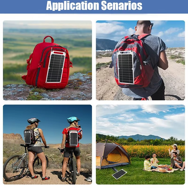 30W Portable Solar Panel USB Type C Waterproof Charger for Camping Hiking Travel