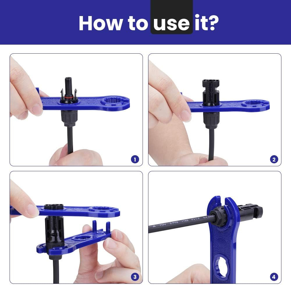 Bougerv 1 Pair Solar Connector Tool Assembly Spanners Wrenches, Solar Panel Conn