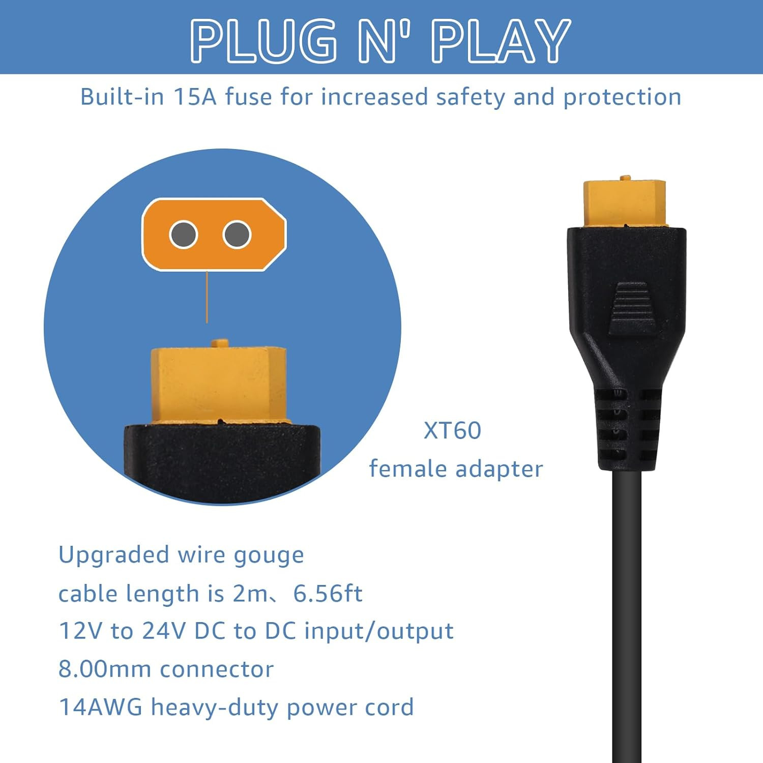 Portable12V/24V car Charger Suitable for Ecoflow Delta/River, Bluetti EB55, Anke