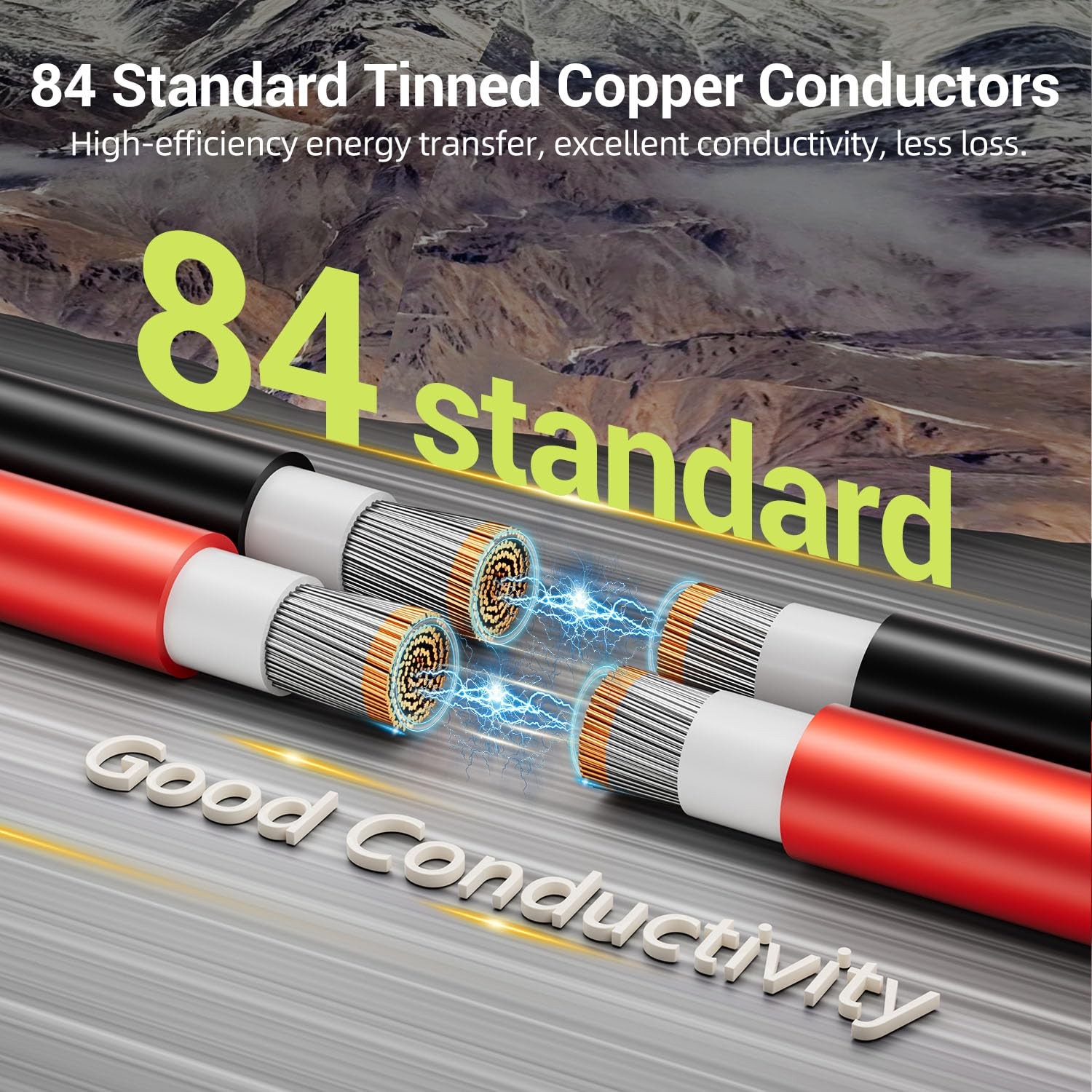 Aimou 10AWG 2x50FT 6mm² Solar Extension Cable Red & Black 84 Strands Tinned