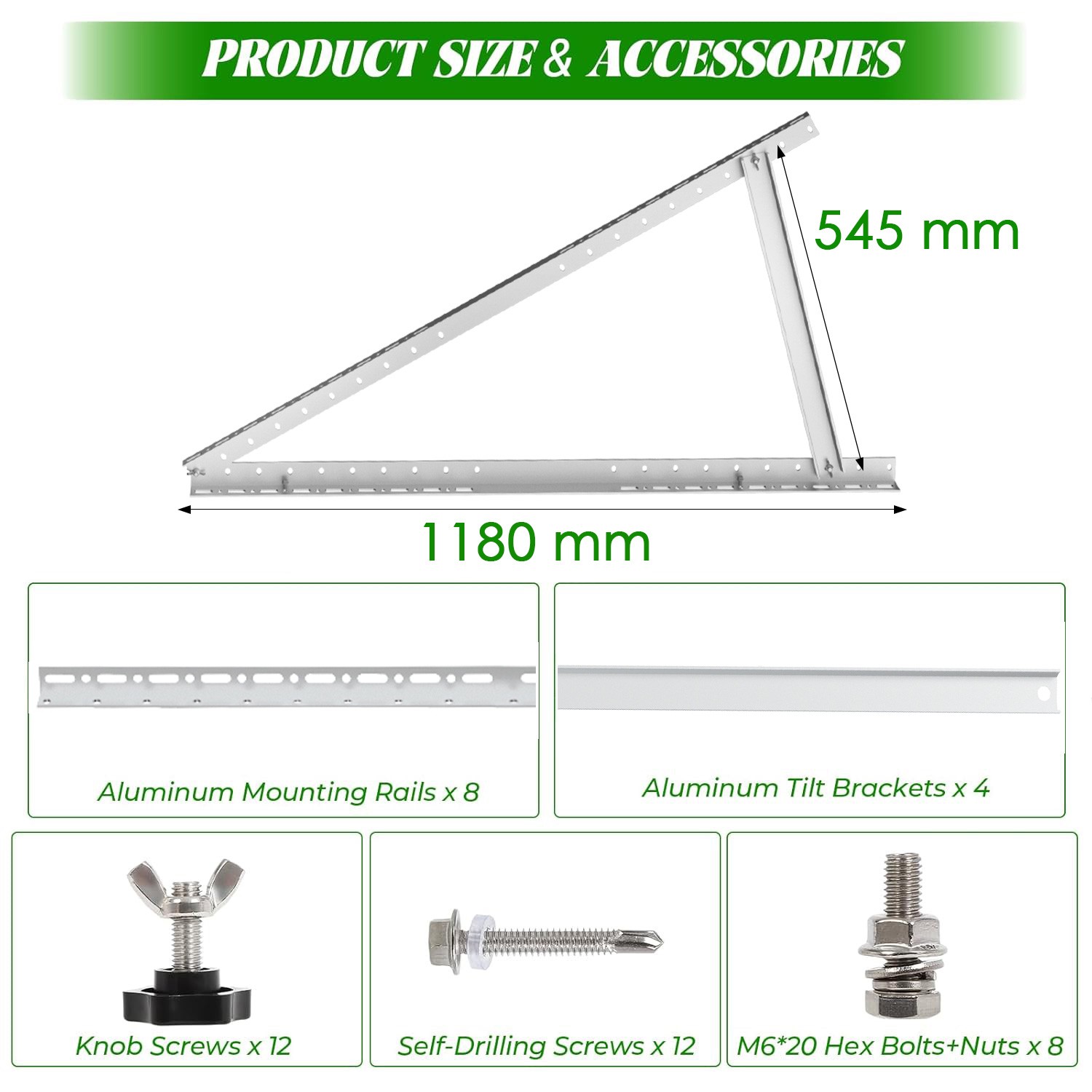 PFCTART 2 Set 46.5 inch Solar Panel Mount For 2-4pcs 100~400 Watt Solar Panel