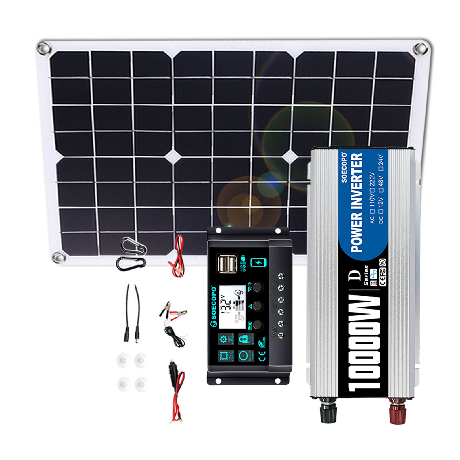 10000W 110V Power Inverter Solar Generator With 500W Solar Panel Home Complete,