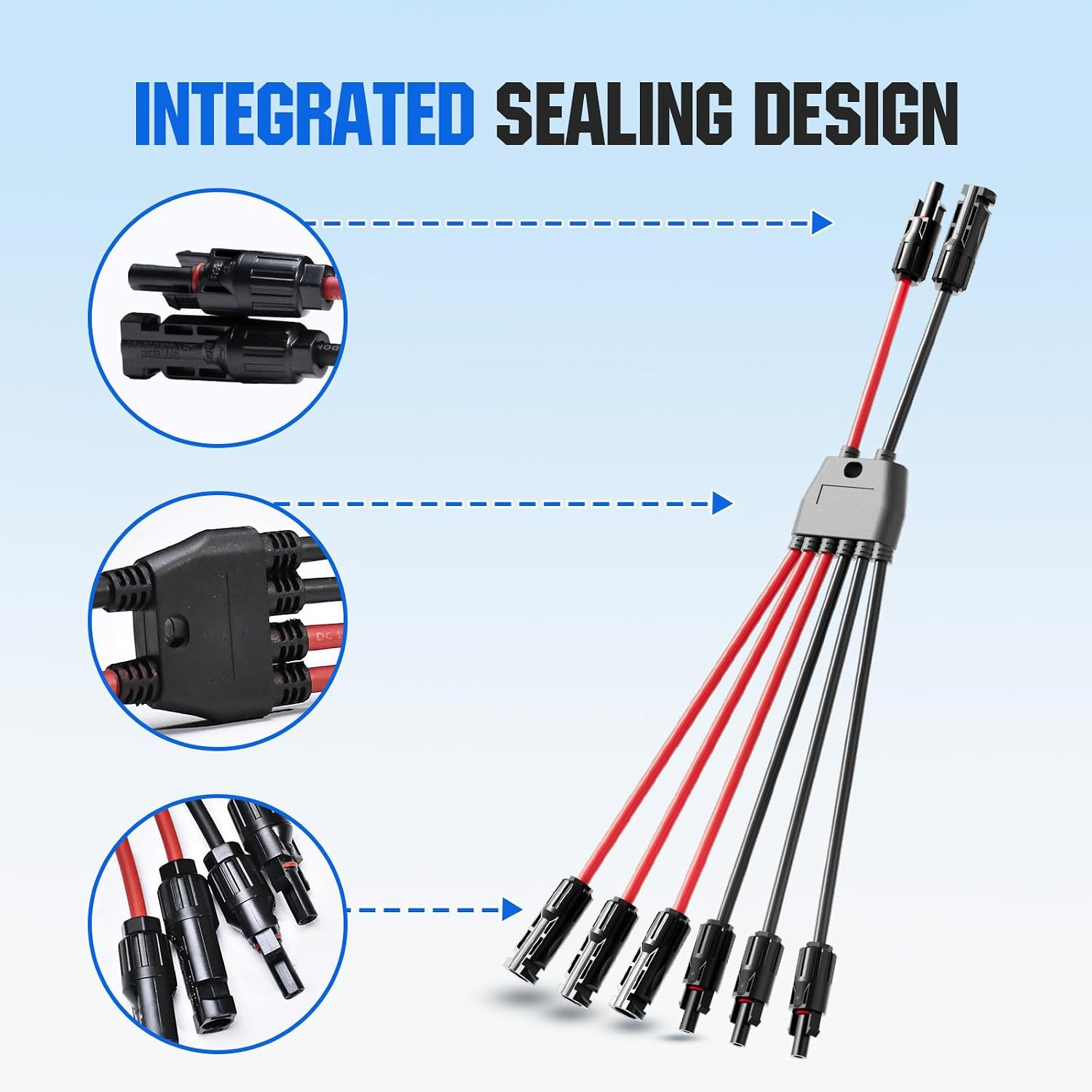 Integrated Solar Connector 2-6 Y Branch Parallel PV Adapter Cable Wire Plug Tool