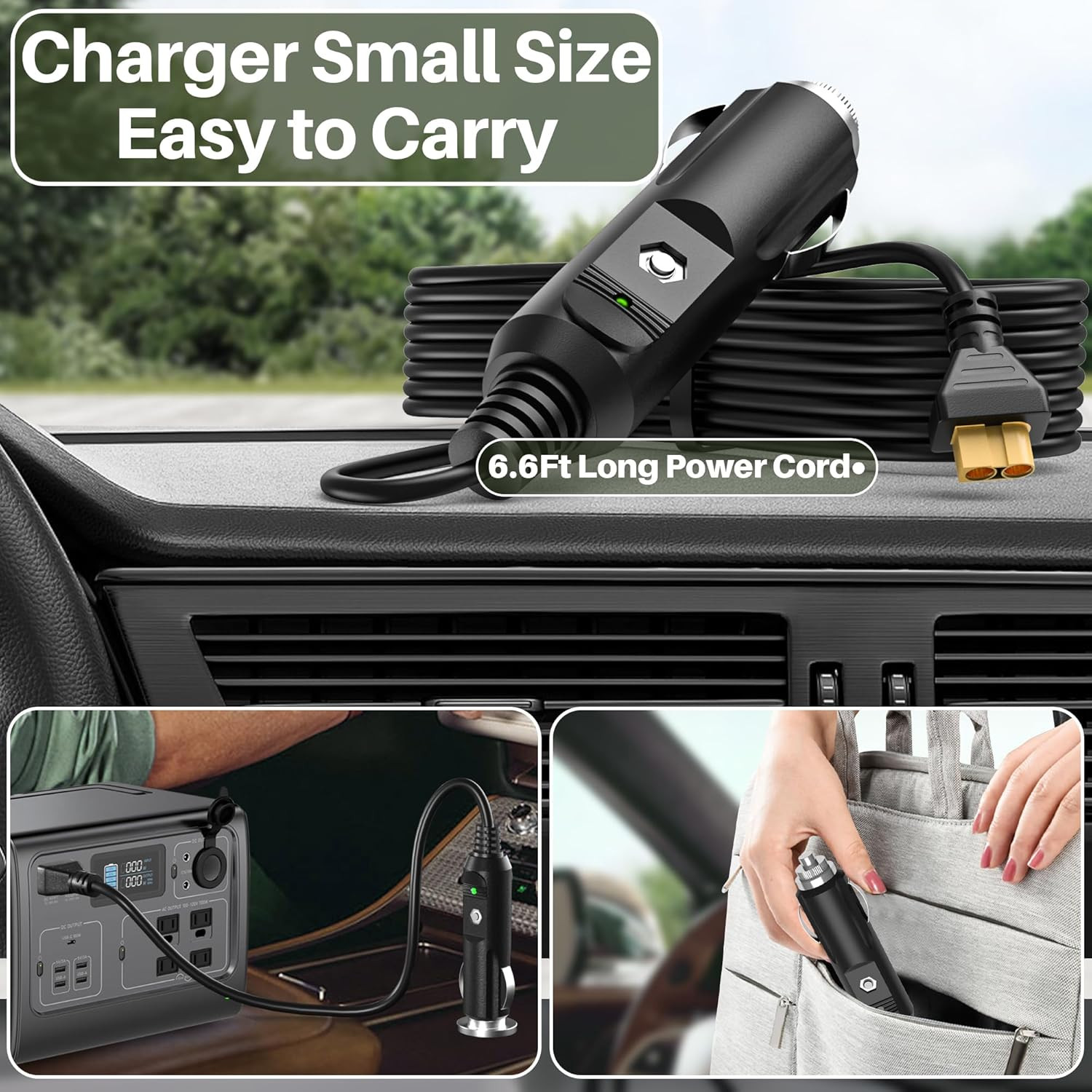 Car Charger for Ecoflow Delta/River, Bluetti EB55, Anker 757/767, XT60 Power